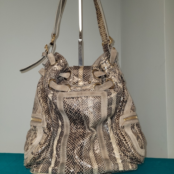 Jimmy Choo Taupe Snakeskin-Print Shoulder Bag - Picture 3 of 11